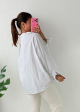 Size M-L White Oversized Pocket Shirt