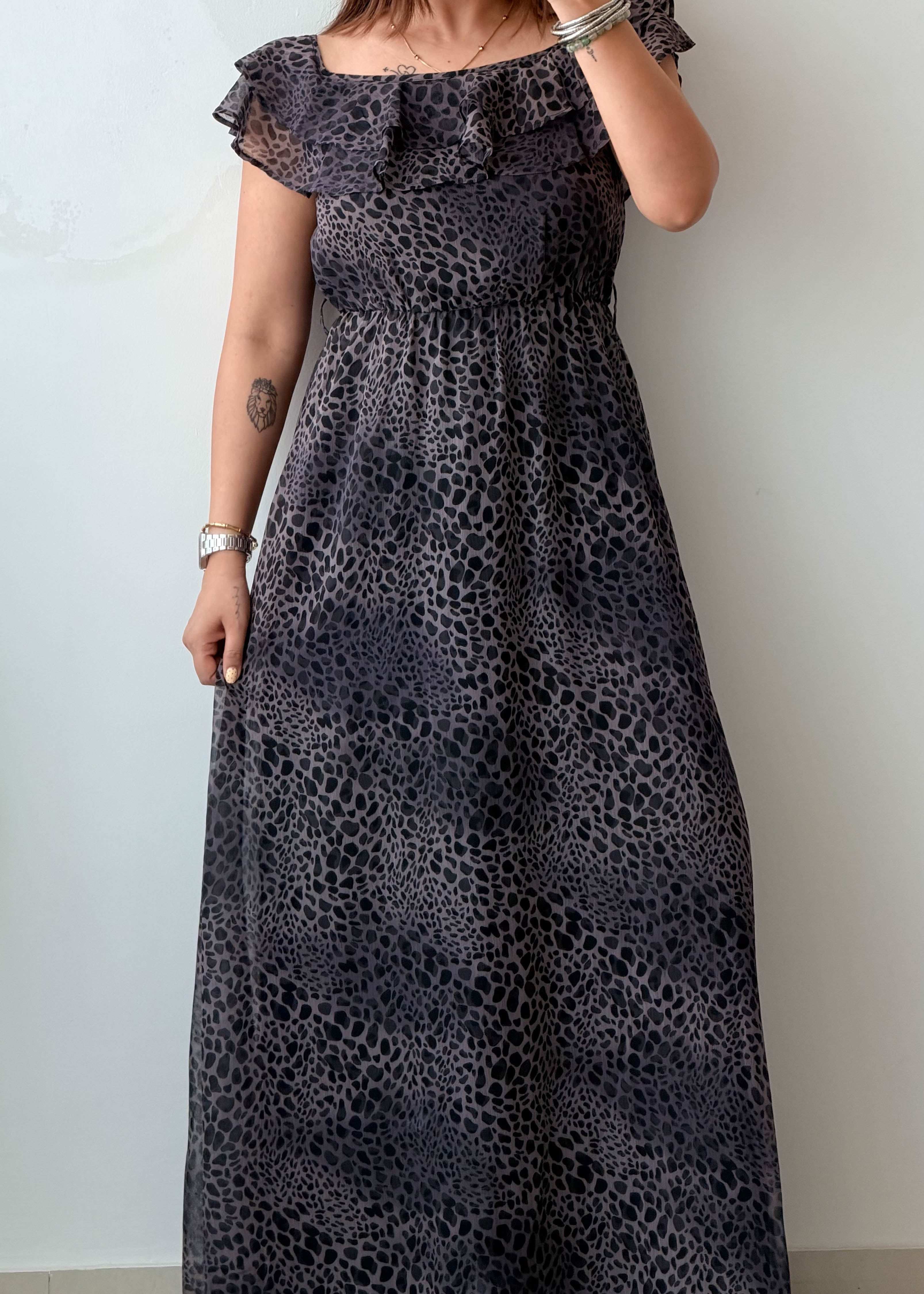 Size S-M Brown Animal Print Maxi Dress