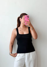 Size M-L Black Square Neck Top