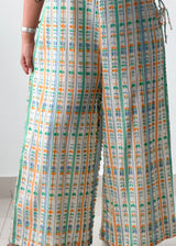 Size M-L Multicolor Striped Wide-Leg Jumpsuit