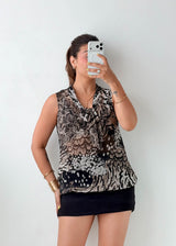 Size M-L Animal Print Sleeveless Blouse