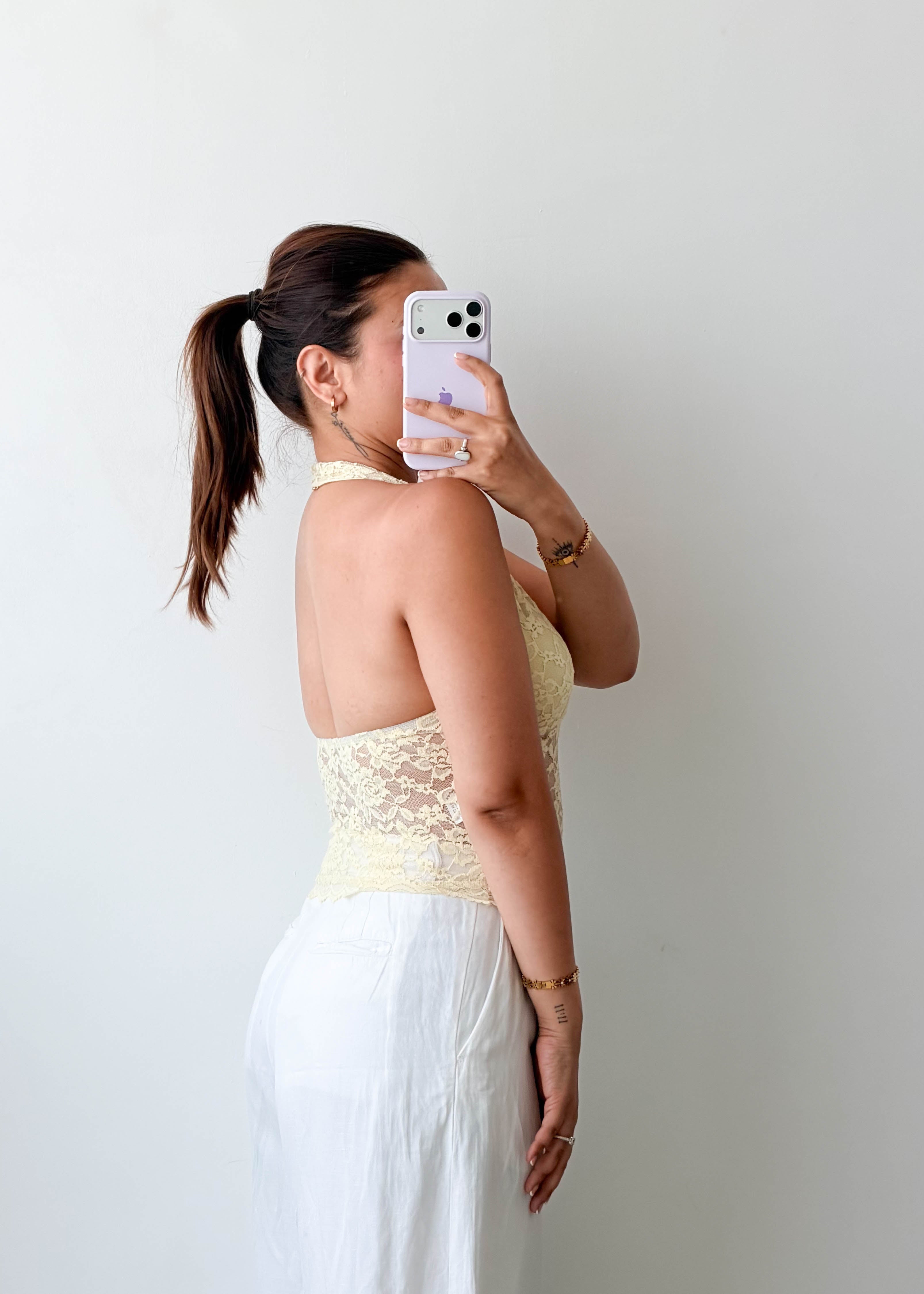 Size XS-S Cream Lace Halter Top