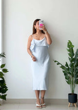 Size S-M, Powder Blue Slip Midi Dress