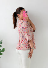 Size S-M Blush Floral V-Neck Top