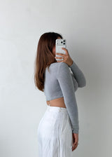 Size XS-S Grey Scoop Neck Crop Top