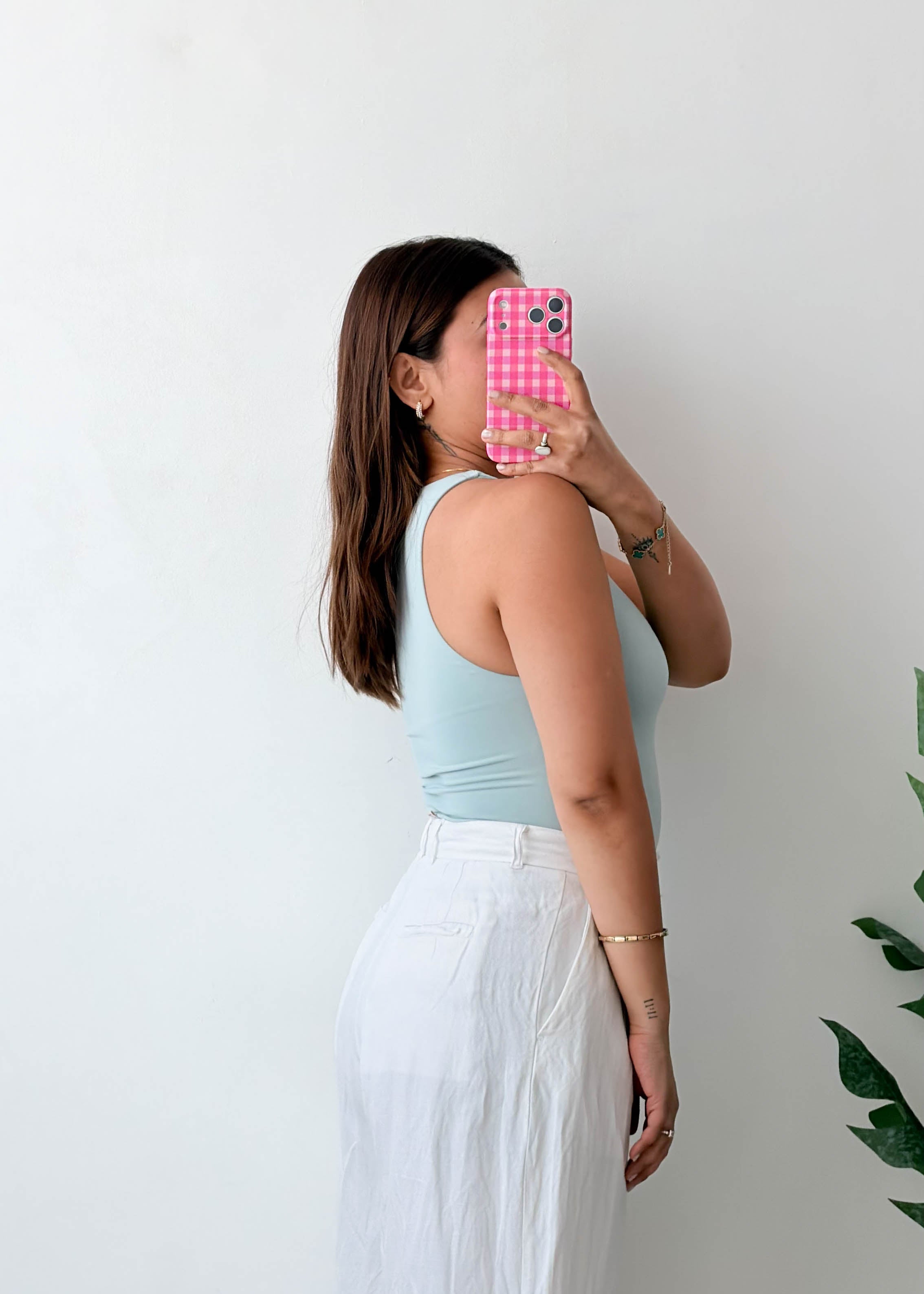 Size XS Powder Blue High Neck Bodysuit