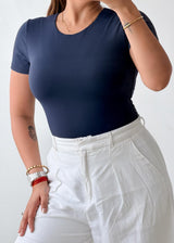 Size M Navy Half Sleeve Bodysuit