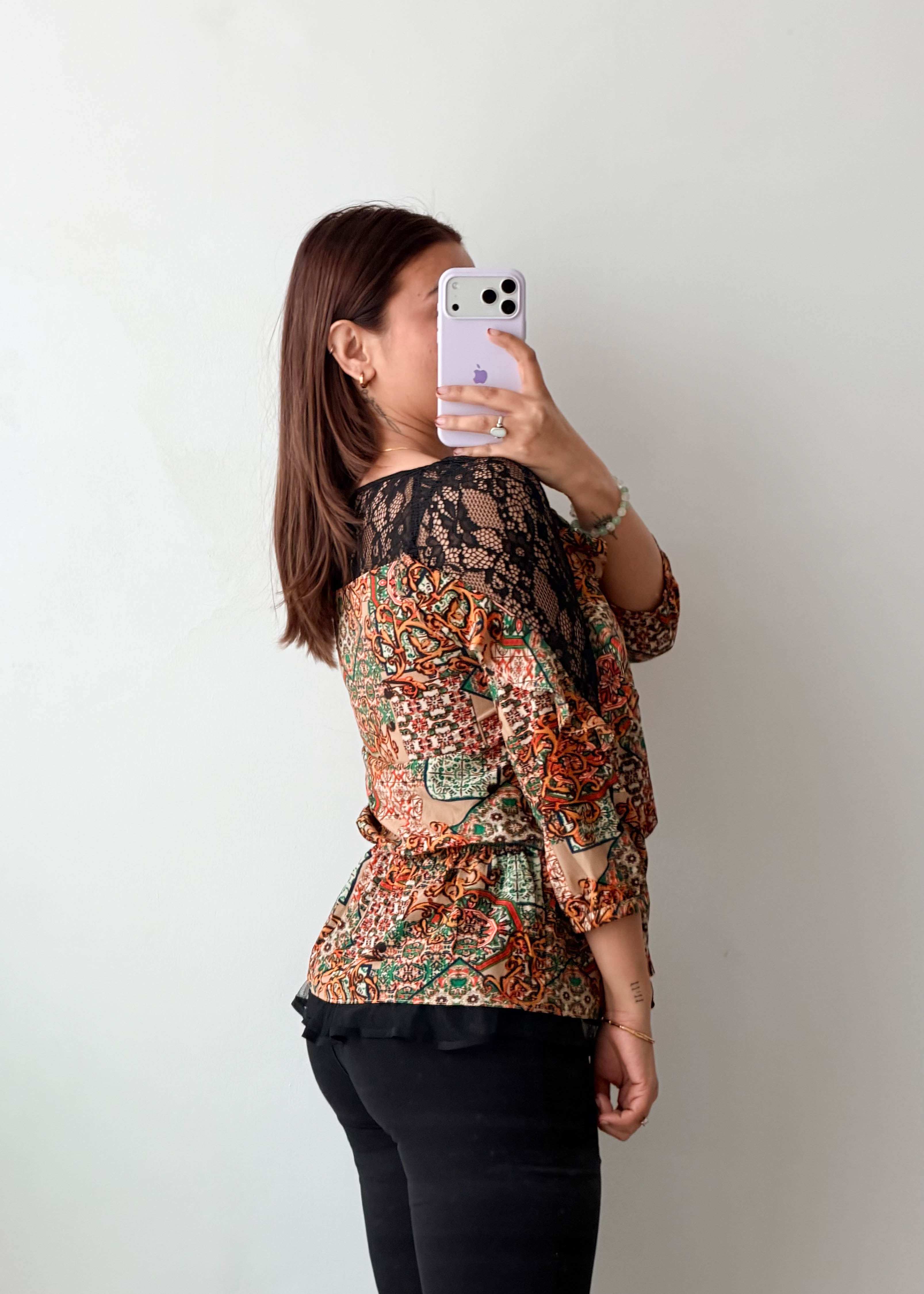 S-M Multicolor Paisley Lace Top