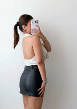 Size M-L Ivory Cowl Neck Halter Bodysuit