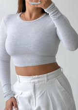 Size XS-S Grey Long Sleeve Crop Top