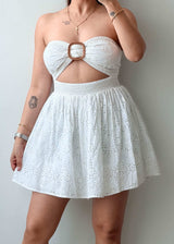 Size S-M White Broderie Cotton Cut-Out Dress