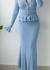 Size S-M Powder Blue Ribbed Knit Maxi Dress