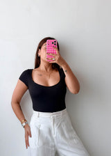 Size M Black Scoop Neck Bodysuit
