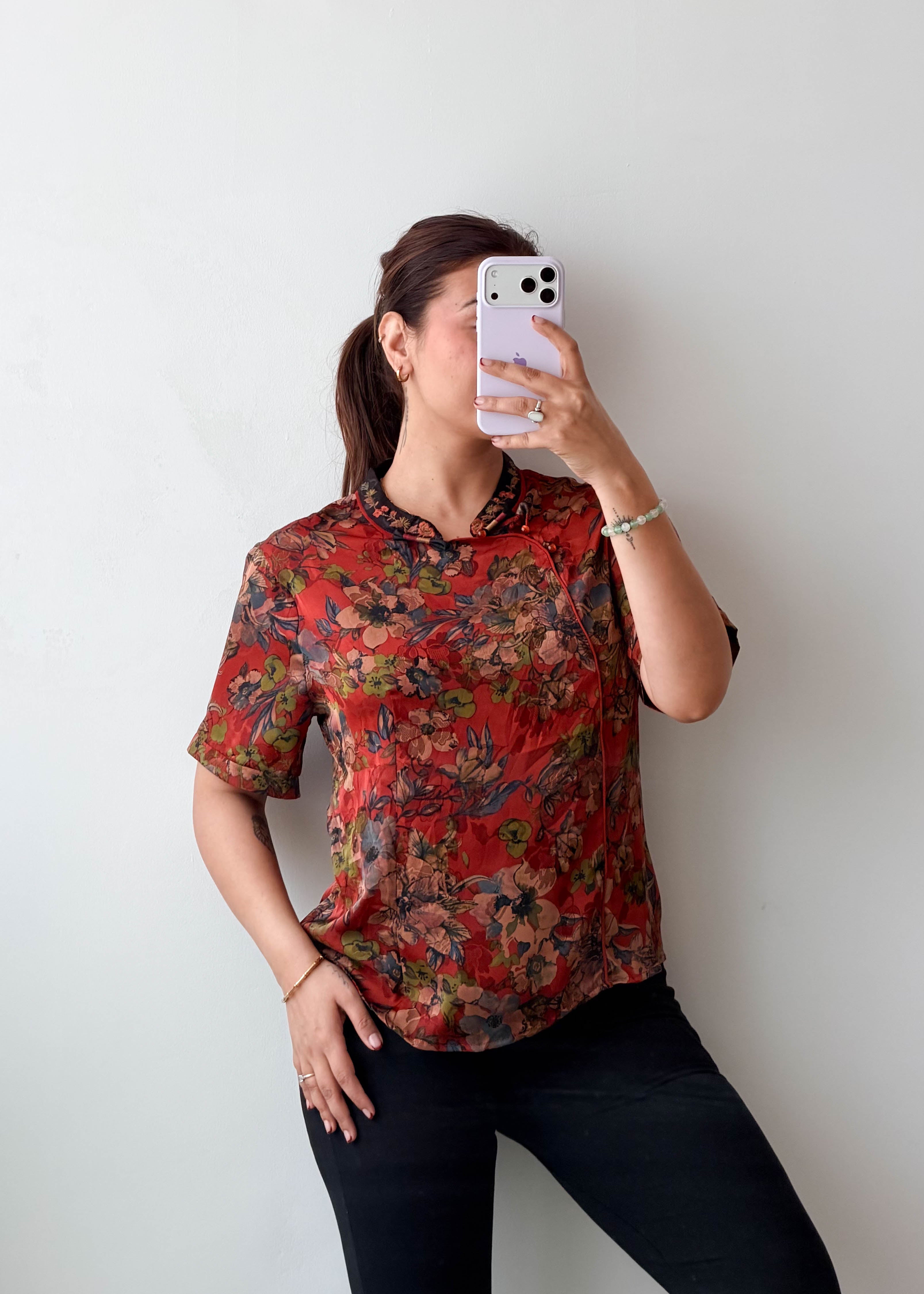 XS-S Red Floral Printed Top