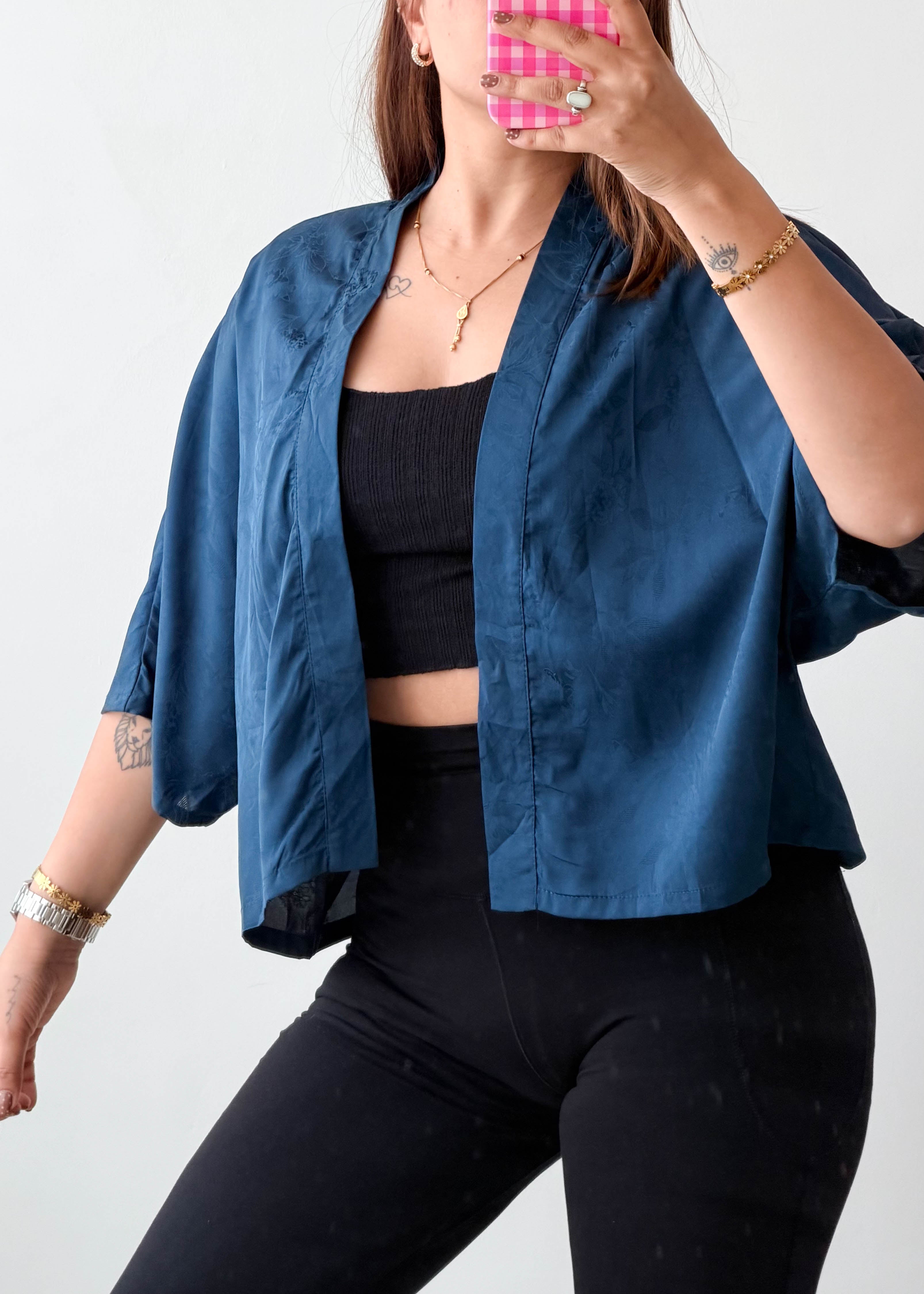 Free Size Navy Open Front Shrug