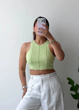 Size S-M, Lime Green Ribbed Crop Top