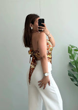 Size XS-M, Satin Tie up bandana top - Closet by Payal