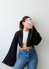 Size XS-M Black Ribbed Shrug