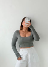 Size M-L Sage Green Corset Crop Top