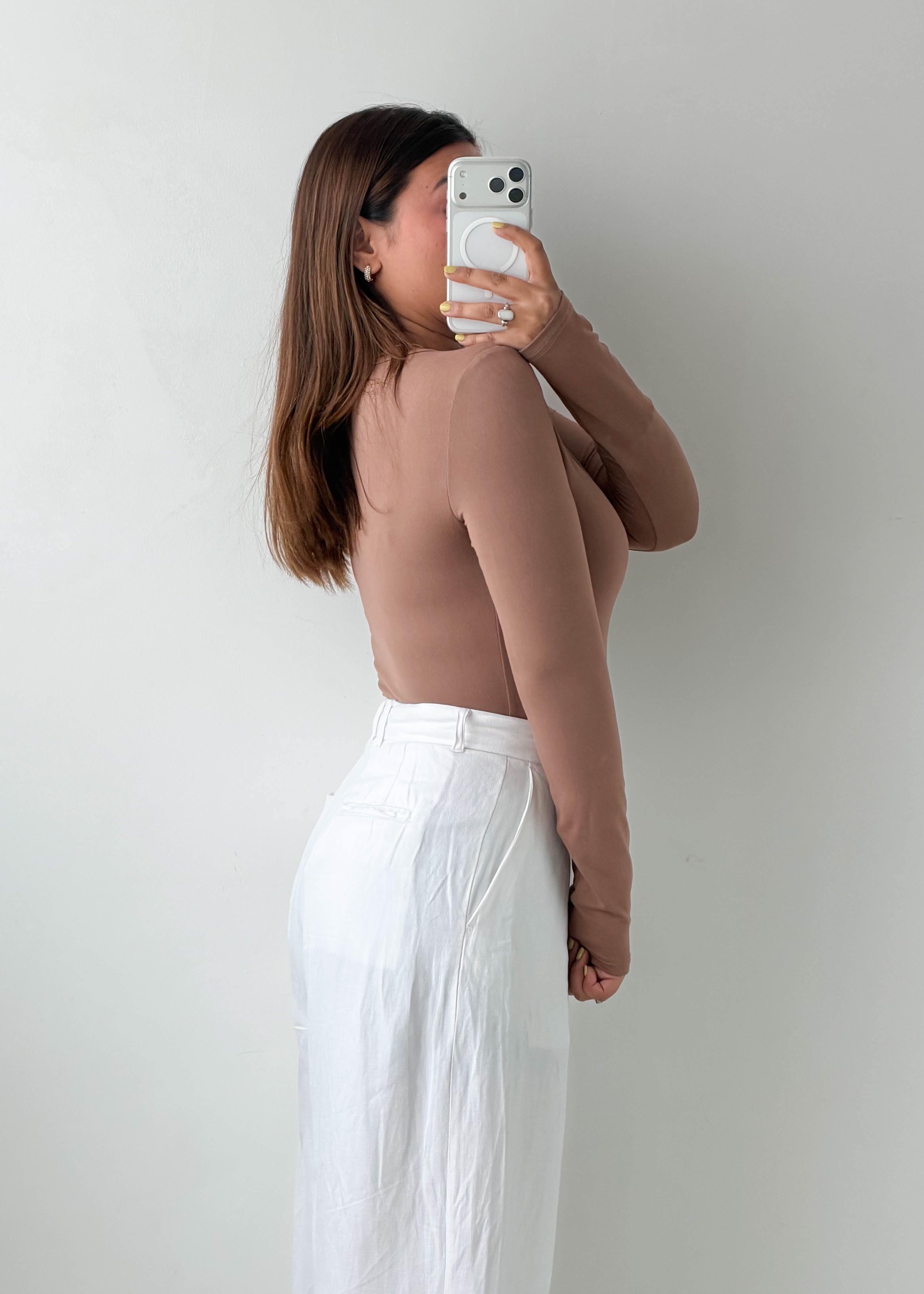 Size S-M Mocha Long Sleeve Bodysuit
