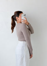 Size M-L Taupe Crew Neck Bodysuit