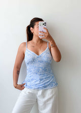 Size L-XL Blue Paisley Cami Top