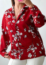 Size S-M Red Floral Shirt Top