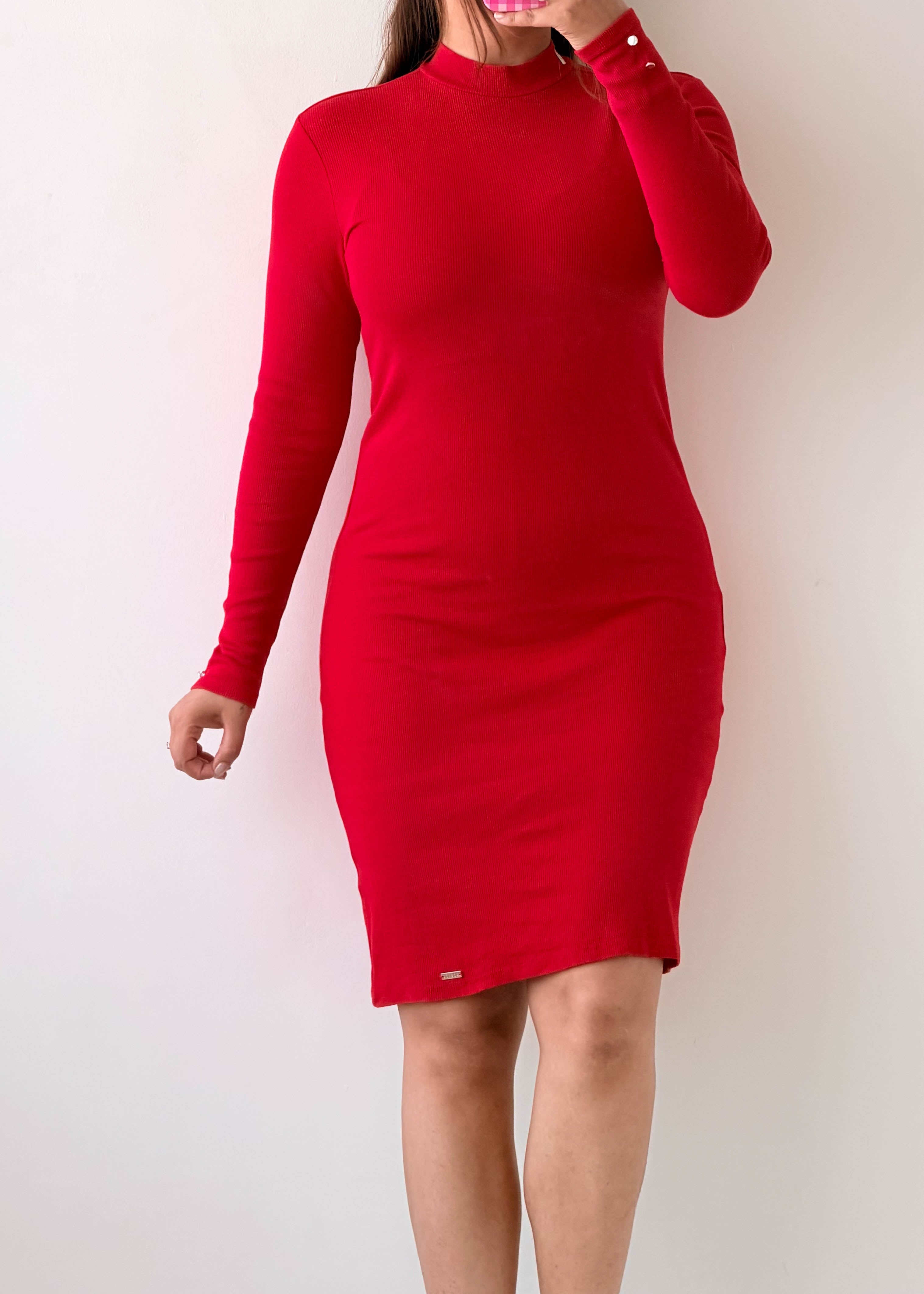 Size S-M Red Long Sleeve Bodycon Dress