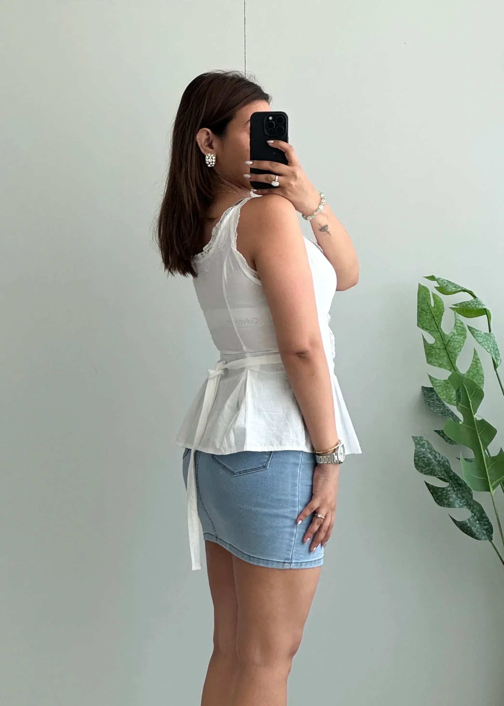 Size XS-S, Romantic White Lace Trim Summer Top - Closet by Payal