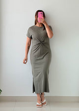 Size S-M Sage Twist Front Maxi Dress