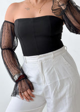 Size S Black Sheer Sleeve Bodysuit