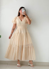 Size S-M Cream Tiered Maxi Dress