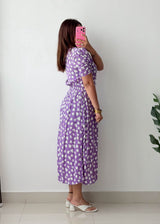 Size M-L Lilac Heart Print Midi Dress