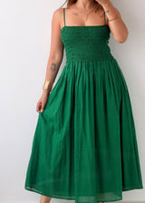 Size S-M Emerald Green Smocked Maxi Dress
