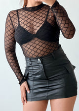 Size XS-S Black Diamond Mesh Bodysuit