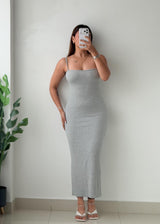 Size XS-S Grey Ribbed Knit Midi Dress