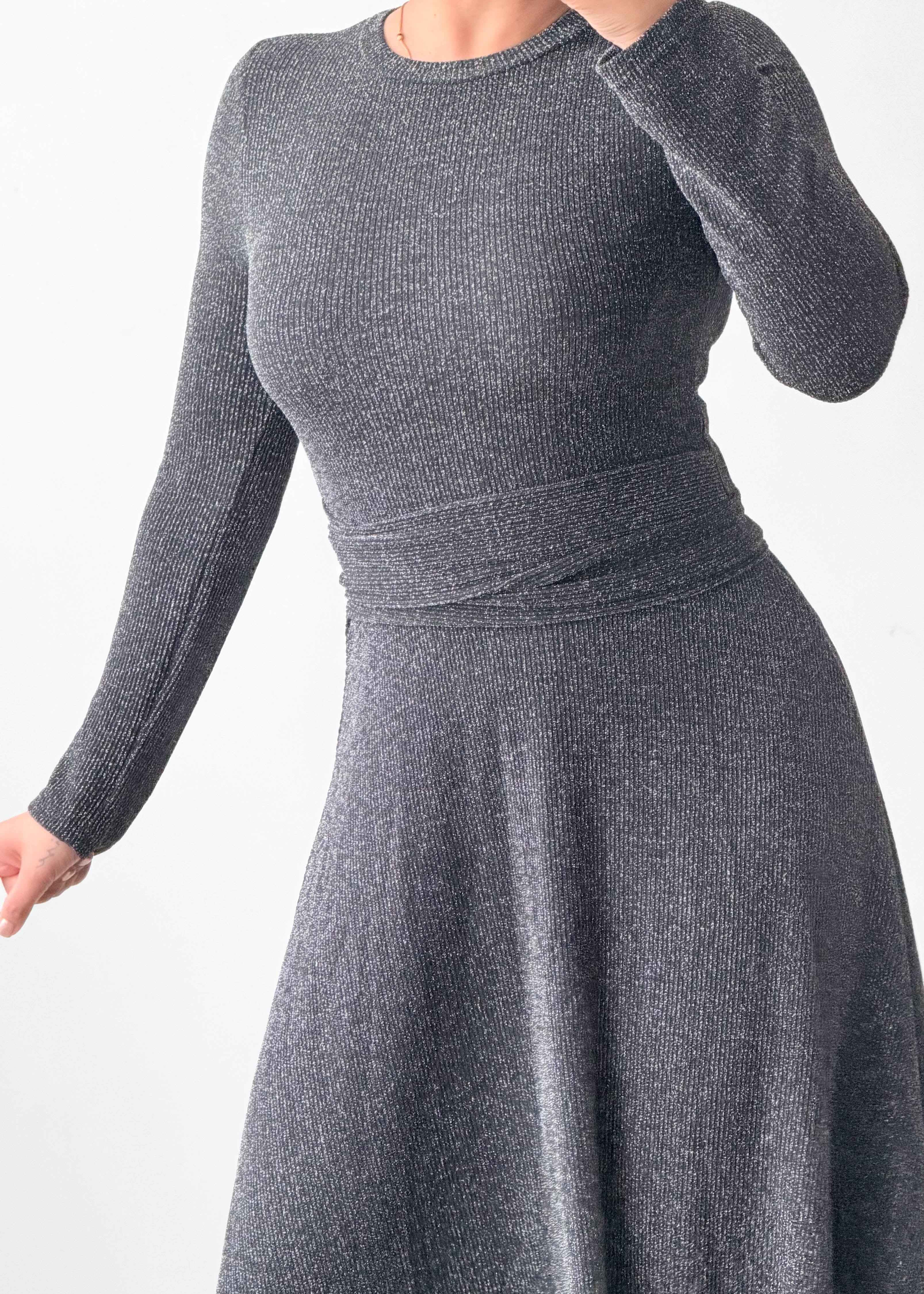 Size S-M Charcoal Heather Fit & Flare Maxi Dress