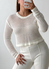 Size XS-S White Open Knit Sweater Top