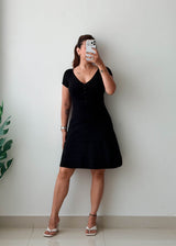 Size S-M Black Button Detail Fit & Flare Dress