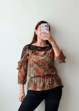 S-M Multicolor Paisley Lace Top