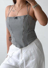 Size S-M Black & White Gingham Corset Top