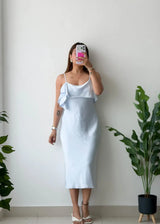 Size S-M, Powder Blue Slip Midi Dress