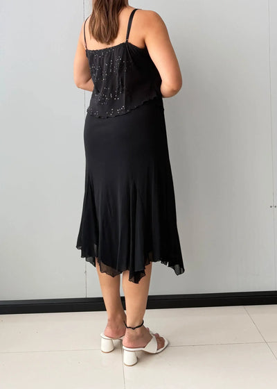 Size M-L, Black Lace Detail Midi Dress - Closet by Payal