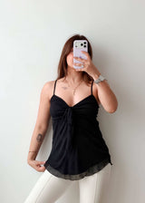 Size S-M Black Sheer Tie-Up Cami Top