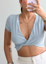 Size XS-S, Blue Twist Front Crop Top - Closet by Payal