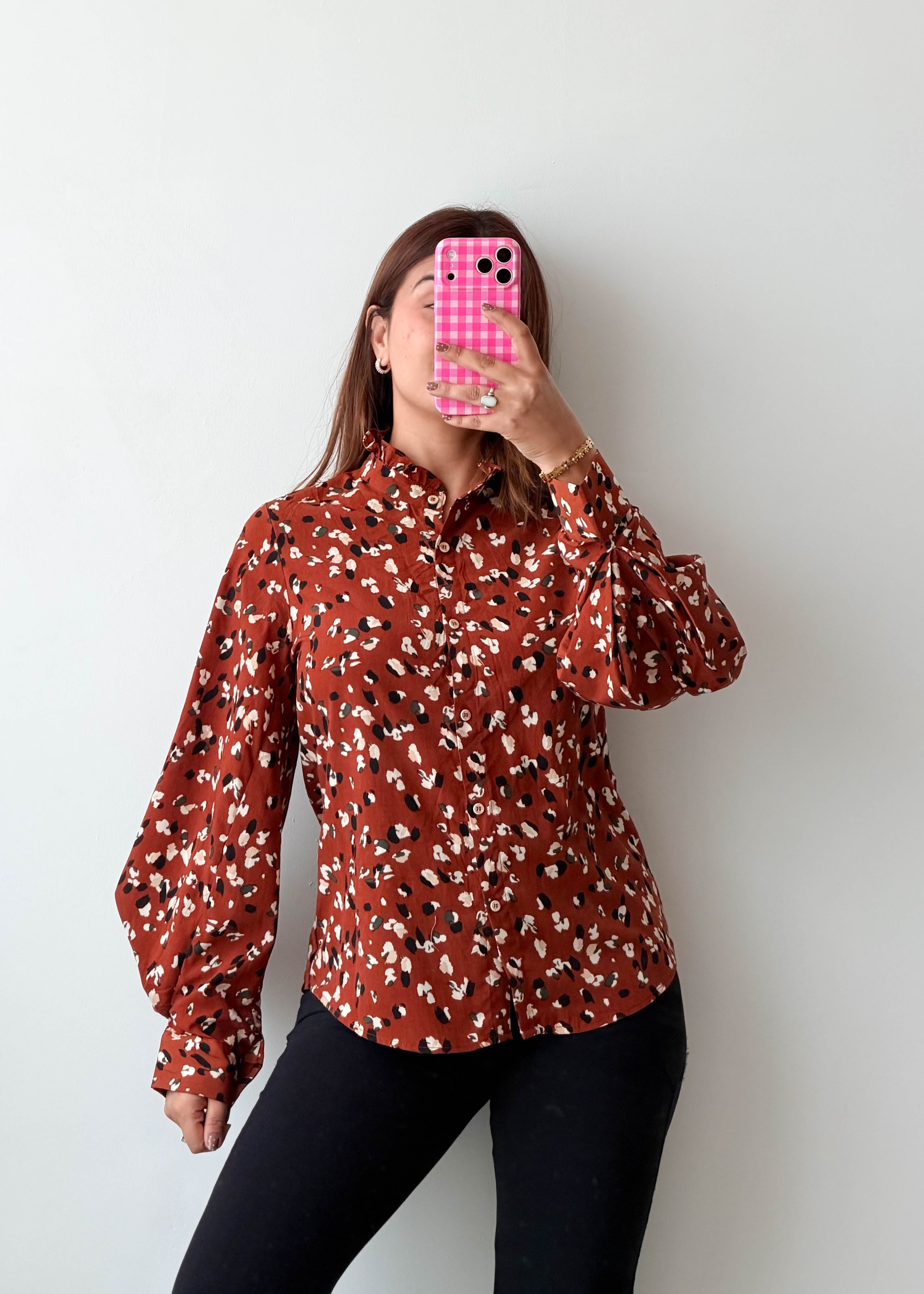 Size S-M Rust Animal Print Shirt Top