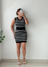 Size S-M Black & White Patterned Knit Mini Dress
