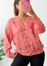 Size L-XL Coral Printed Shirt