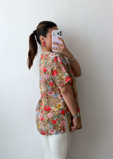 M-L Brown Multi Floral Viscose Shirt