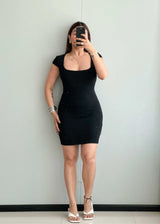 SIZE S-M, Solid Bodycon Mini Dress - Closet by Payal